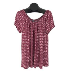 Vince Camuto Boho Print Off Shoulder Blouse Women's Plus Size 1X Stretch Summer